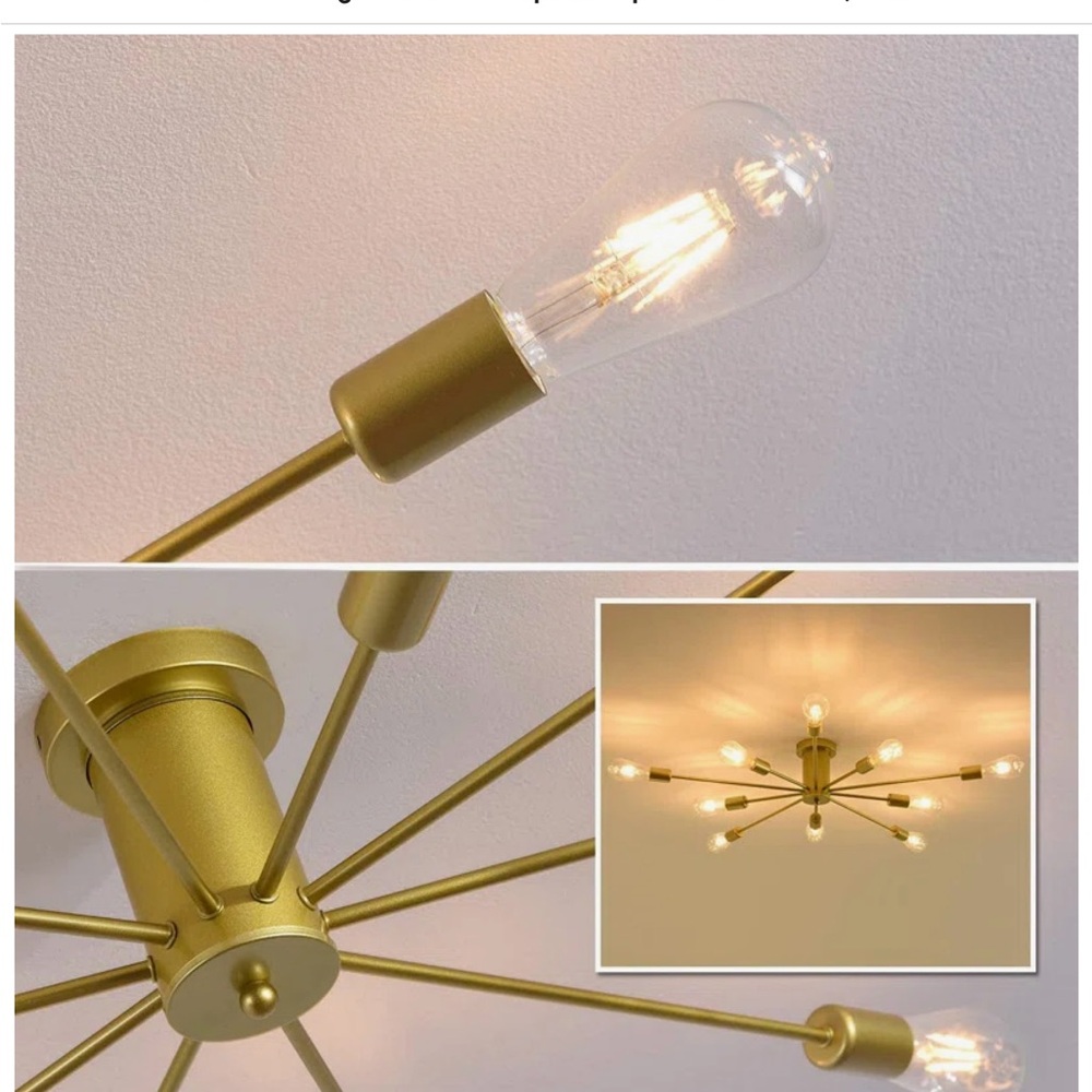 Modern Gold Ceiling Light Fixture - Picture 2 of 3